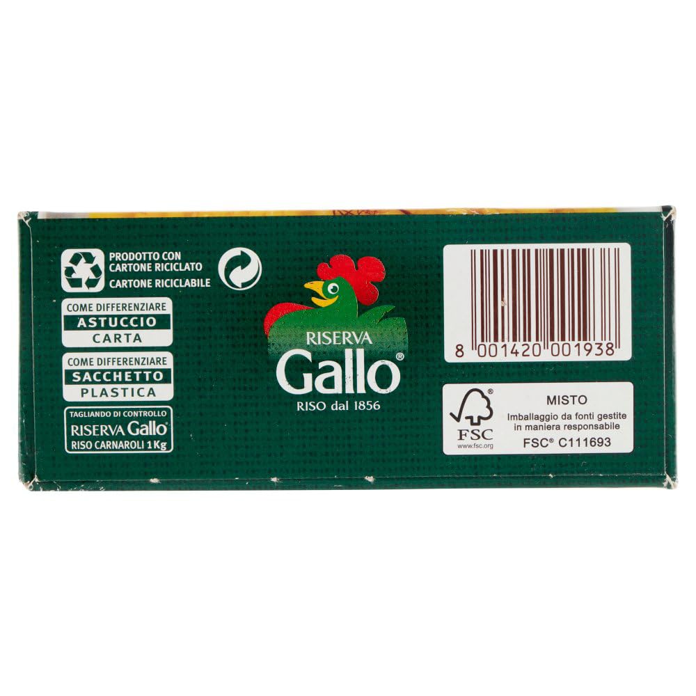 12x Gallo Riso Riserva Carnaroli,100% Italienischer Reis,Kochzeit 15 Minuten,Ideal für Risottos,Packung mit 1Kg + Italian Gourmet Polpa di Pomodoro 400g Dose