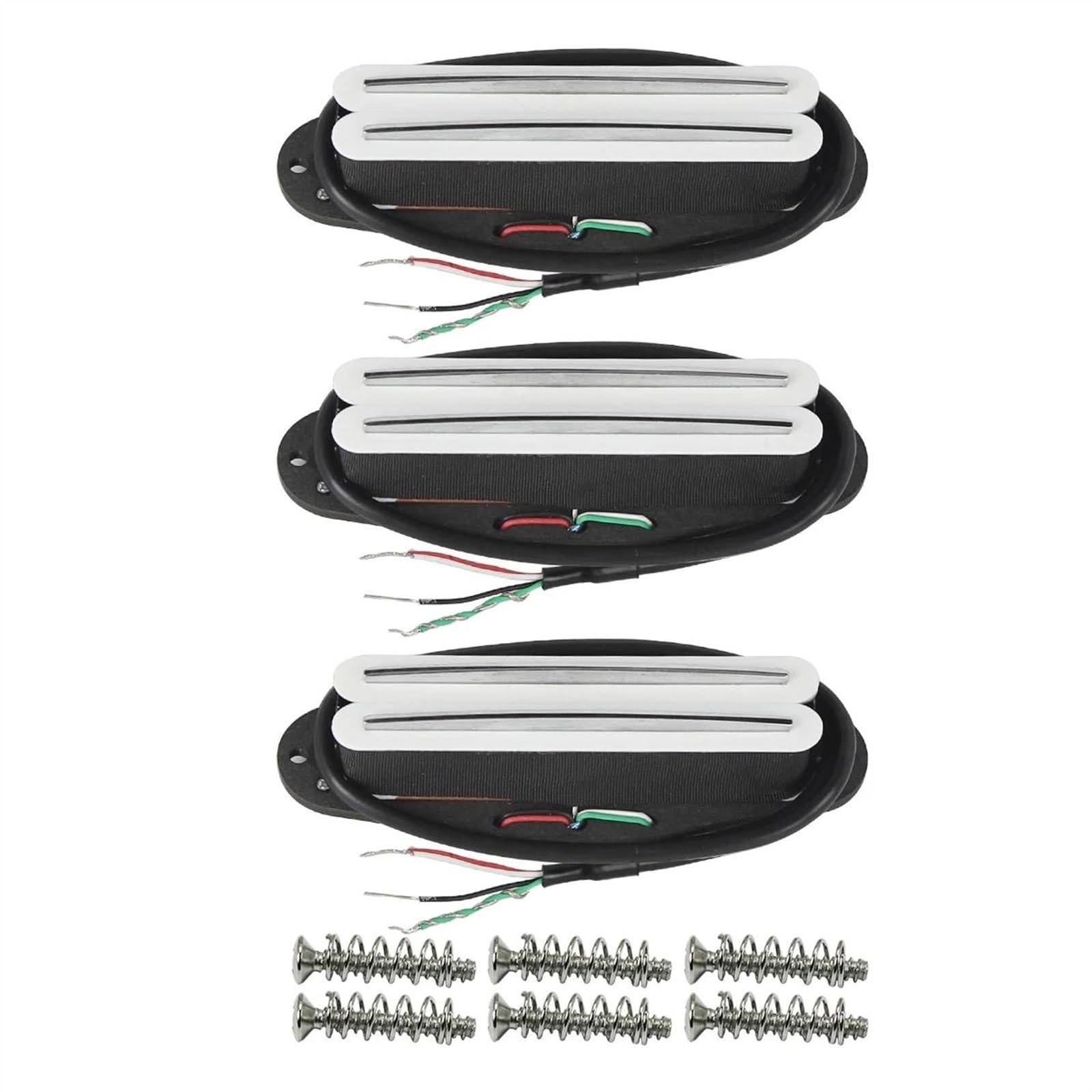 E-Gitarre Pickups Set Weißer Satz Alnico 5 Hot Dual Rails Pickups Mini Humbucker 9K+9K+12K Für SSS-E-Gitarrenteile