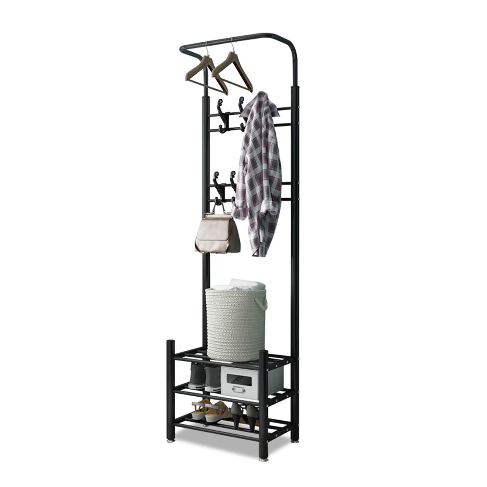 Yaheetech Stand Appendiabiti Da Terra Attaccapanni Con Scarpiera Da Ingresso Corridoio Entrata 183 X 30 X 84 Cm 71012545