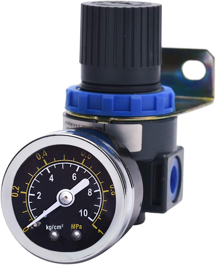 Air Pressure Regulator-Air Control Vlave with Gauge with Bracket for AIR Compressor Tool Systems, 1/4" NPT