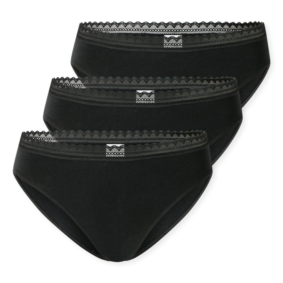 Schiesser Krótkie Kobiety Schiesser Damen 3 Pack Slip Unterwäsche Mit Spitze Baumwolle Mix - Multipacks