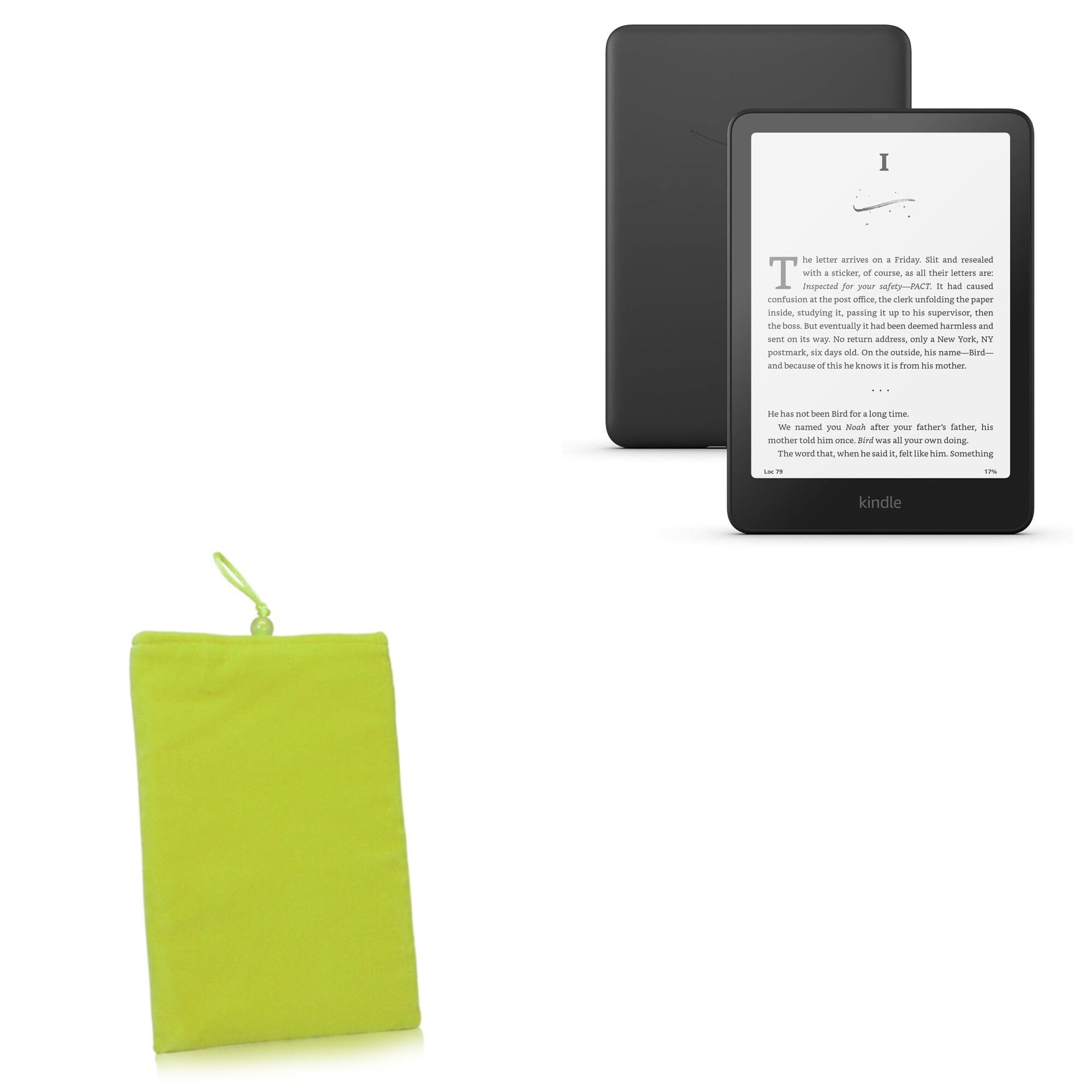 BoxWave Case Compatible with Amazon Kindle Paperwhite (11th Gen) - Velvet Pouch, Soft Velour Fabric Bag Sleeve with Drawstring - Olive Green