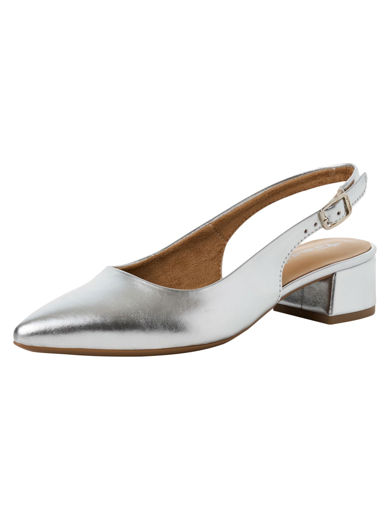 Tamaris Women's slingback pump with block heel metallic 6.5 UK