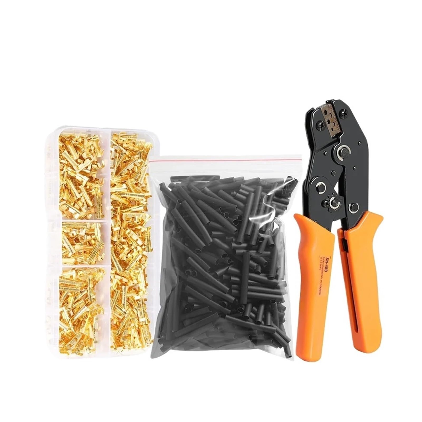 Lot de 300 cosses à sertir en U for câblage rapide de 0,5 à 1,5 mm² et gaine thermorétractable(300PCS SN48B)