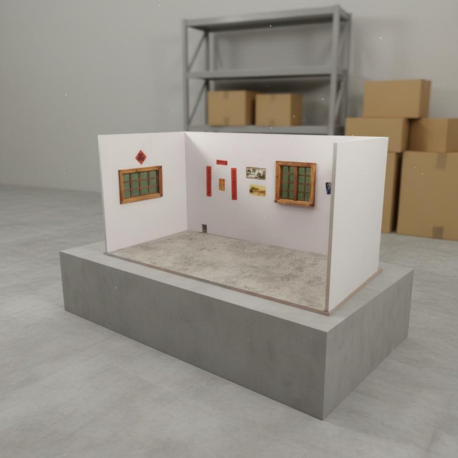 Casa de Muñecas Habitación Diorama Miniatura Maqueta Escena con Caja de Habitación PVC de Alta Densidad Resistente al Alabeo Incluye Pegatinas, Modelo De Papel Pintado