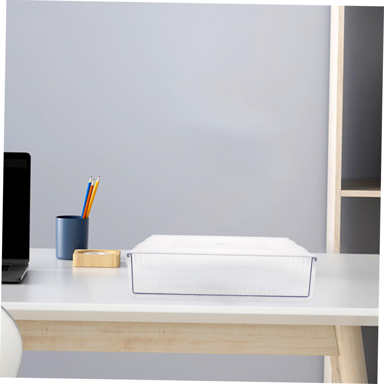 Organizer da Scrivania Sotto Tavolo Cassetto Nascosto Bianco | Plastica Resistente All'usura, Grande Capacità per Cosmetici, Adesiva per Mobili senza Foratura