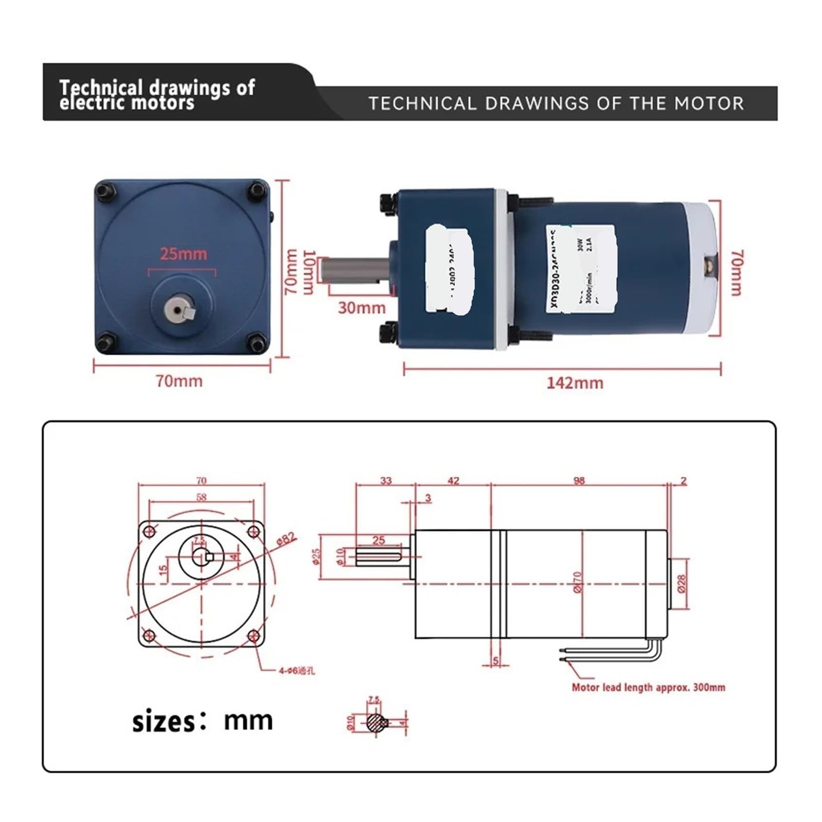12V/24V Gleichstrom-Getriebemotor, hohes Drehmoment, Drehzahl einstellbar, 30W Gleichstrommotor, Rechts-/Linkslauf(15RPM-12VMOT AND BRAC)