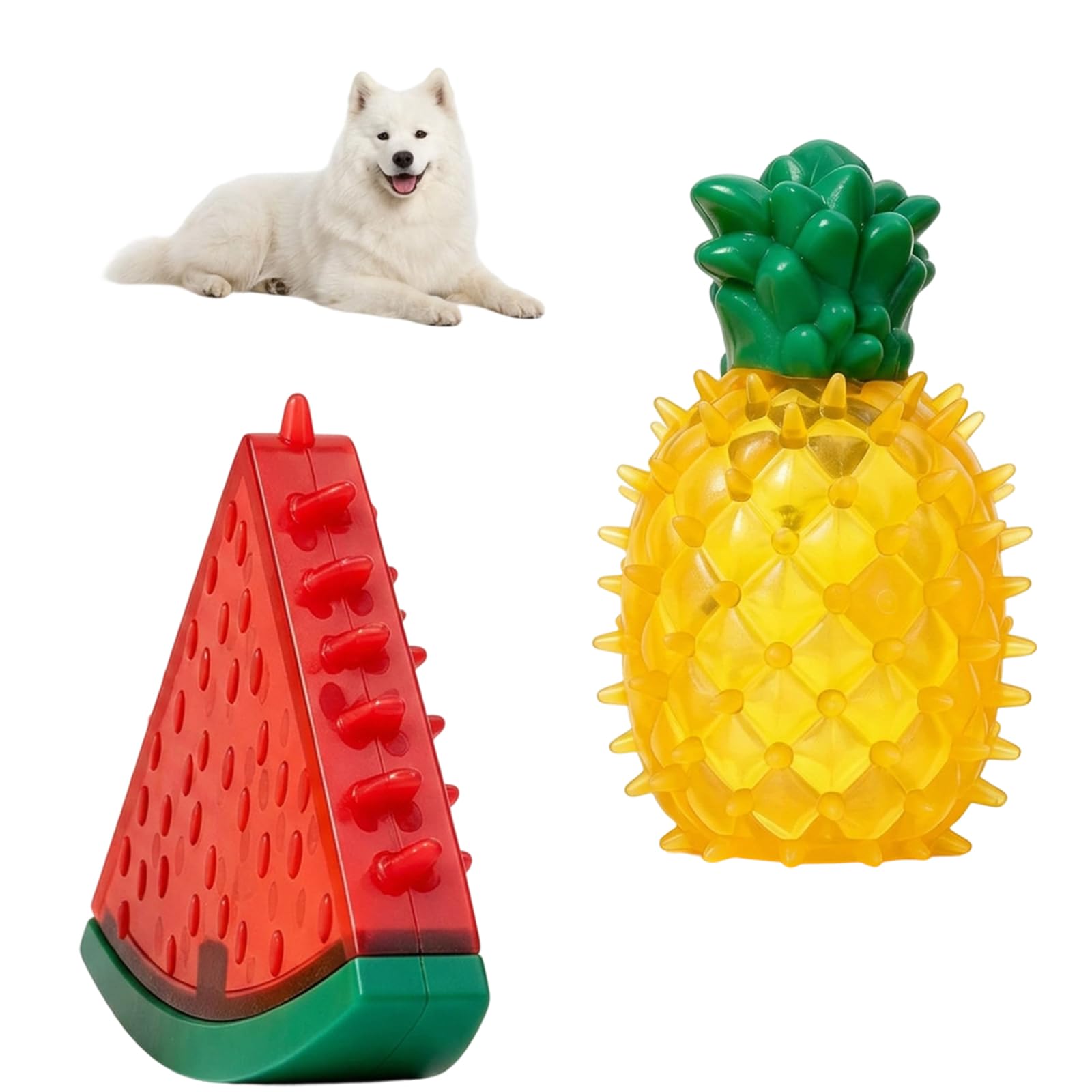 2 Puppy Teething Toys Freezable, Puppy Chew Toys for Teething Puppies from 8 Weeks, Dog Cooling Toys with Interactive Play, Puppy Teething Chews for Small to Medium Dogs, Fruit Shaped Puppy Toys