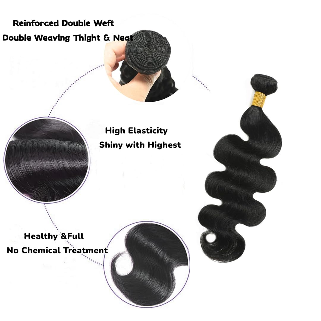 Single one Bundles Body Wave Human Hair Brazilian Virgin Hair Weave Bundles Natural Black Color 22 Inch - Image 2