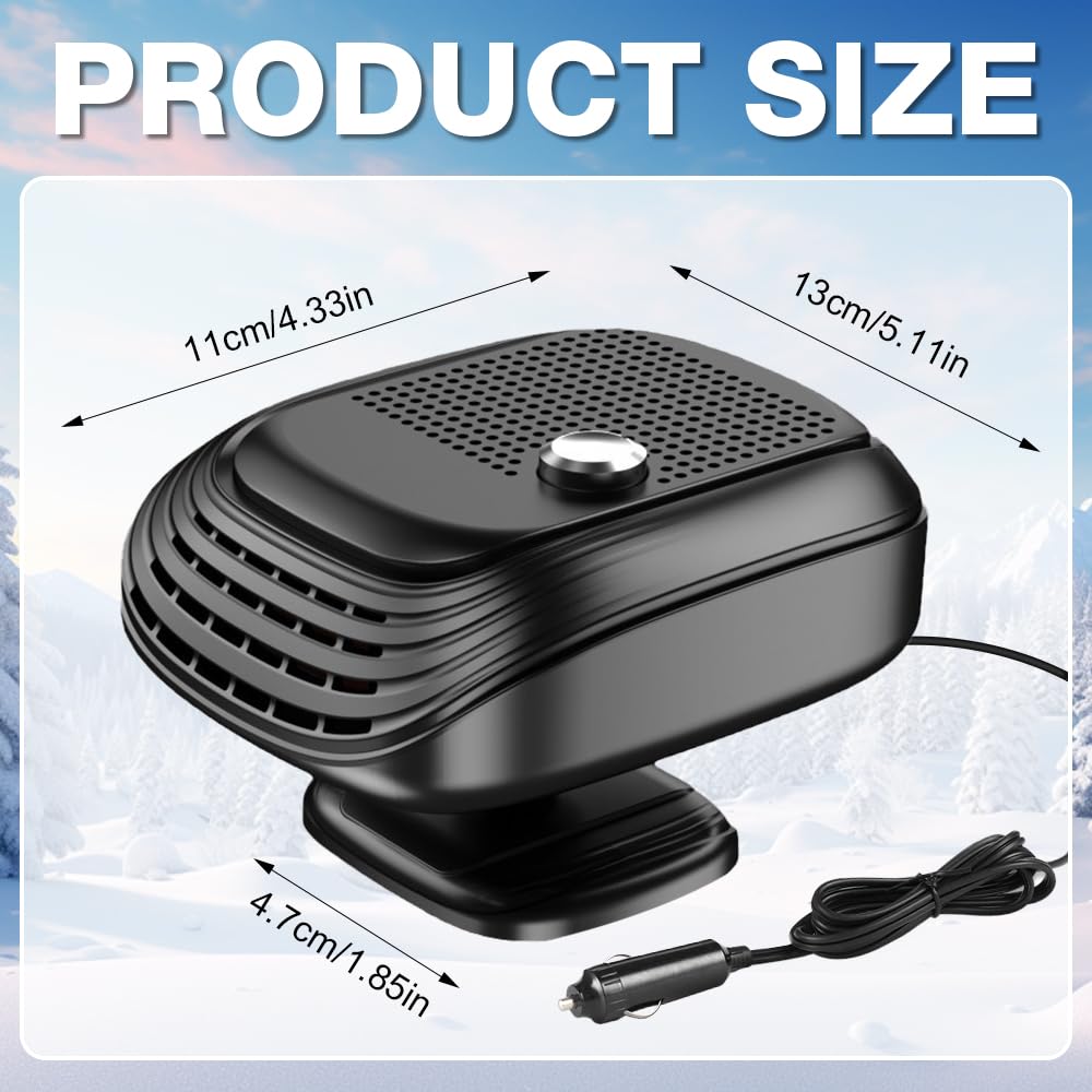 Auto Heizung 12V, 2 in 1 Heizlüfter Auto mit Windgeschwindigkeitsregelung, Tragbare Autoheizung 12v Zigarettenanzünder, Car Heater, Heizung für 12V Auto, LKWs, SUV, Van (Schwarz)