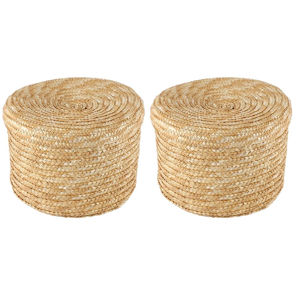 Hndhbfgrt 2X Wheat Straw Woven Storage Basket Storage Basket Innovative Basket Rustic Natural Brown Finish Basket(Large)