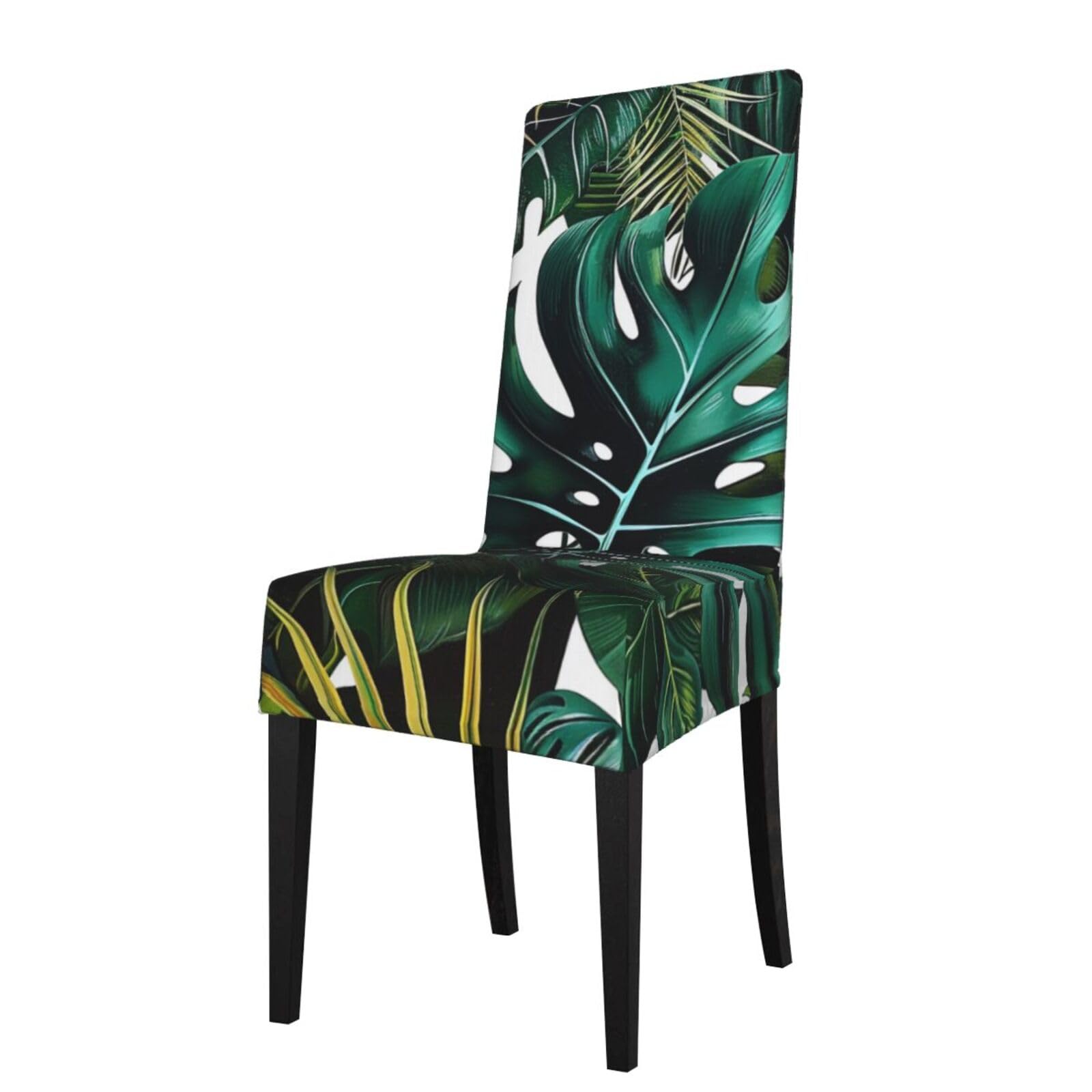 WPKJU Tropical Leaves Print Dining Chair Covers Removable Chair Seat Covers Decorative for Kitchen & Bar Stools