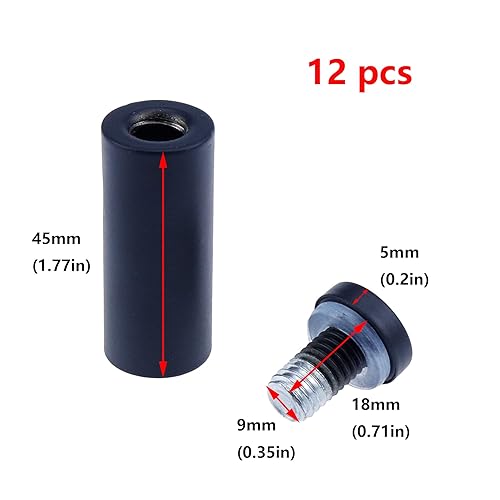 Miniatura 7 de Antrader Paquete de 12 soportes de acero inoxidable de 34 pulgadas x 1-15 pulgadas, soportes de pared, accesorios para clavos publicitarios, negro