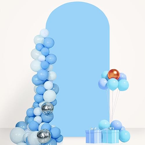 Cubierta de arco de elastano, color azul bebé, 6.6 pies, cubierta de arco de Chiara redonda, telón de fondo elástico para soporte de arco de disponible en Yaxa Peru