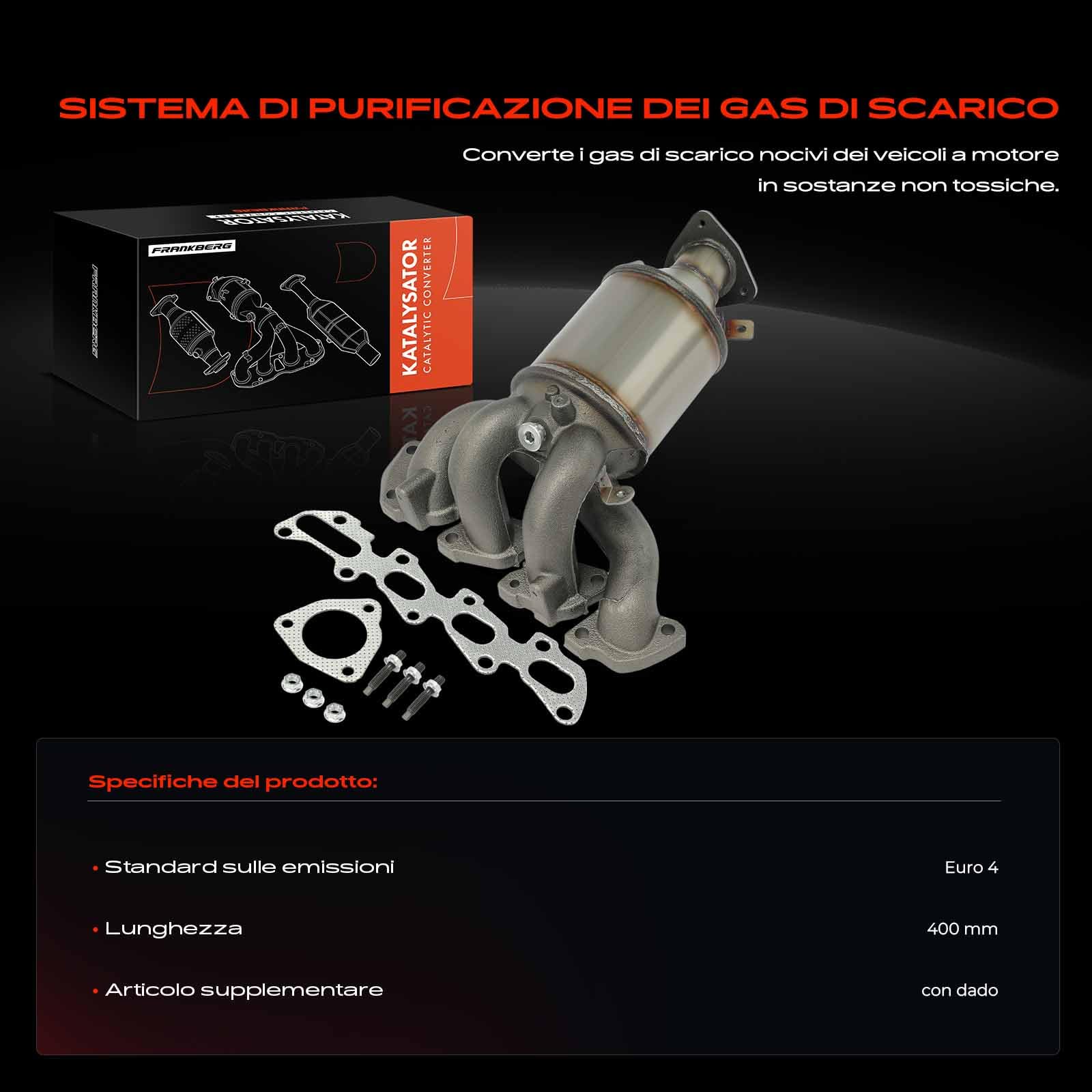 Frankberg Catalizzatore Collettore Benzina Compatibile con Corsa D S07 1.2L Corsa C X01 1.2L Corsa D S07 1.4L Astra H Caravan A04 1.4L Meriva X03 1.4L Replace# 55355324