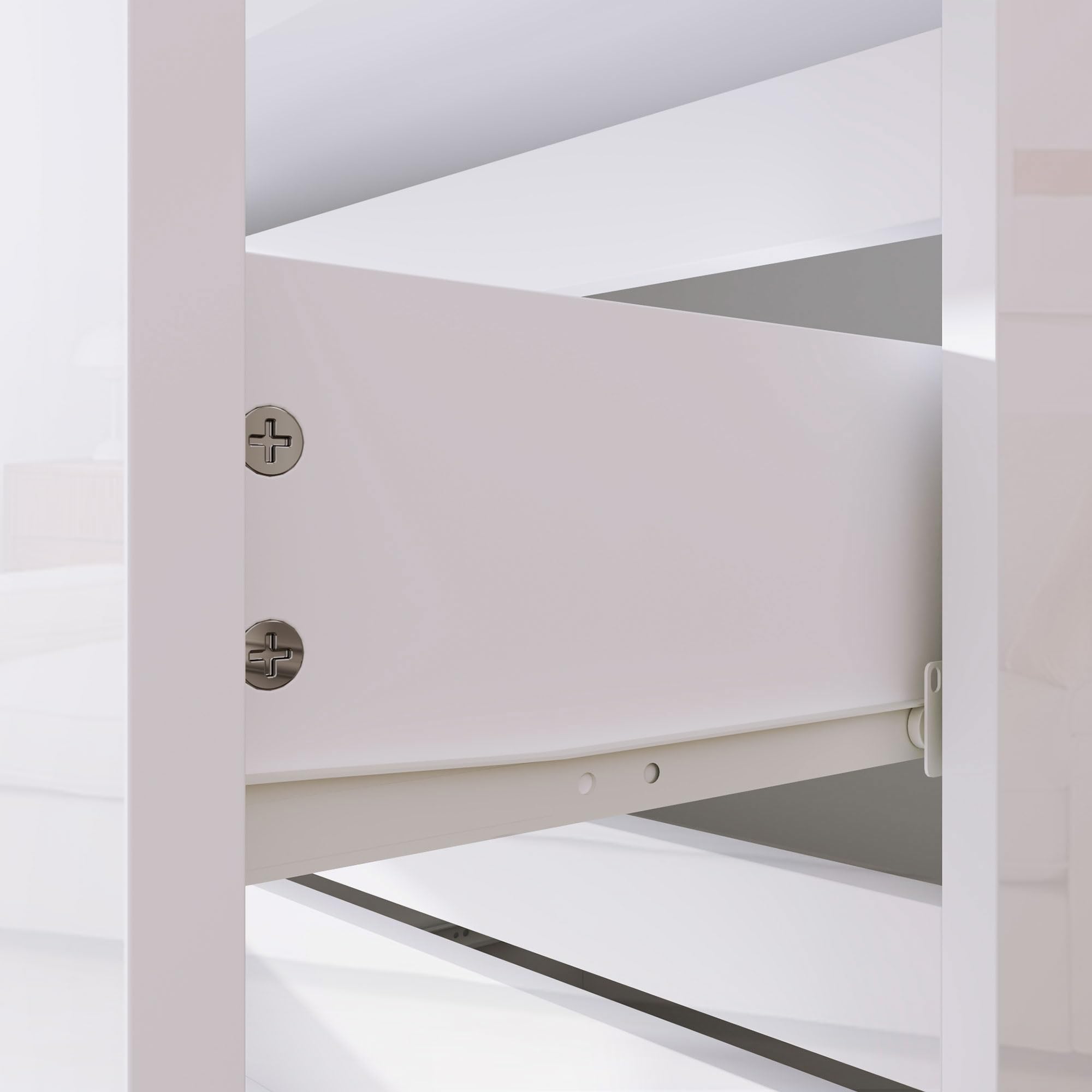 HOMCOM Cómoda con 4 Cajones Cómoda de Dormitorio Moderno con Diseño Anti-vuelco Cajonera para Salón Pasillo 55x33x80 cm Blanco Brillante