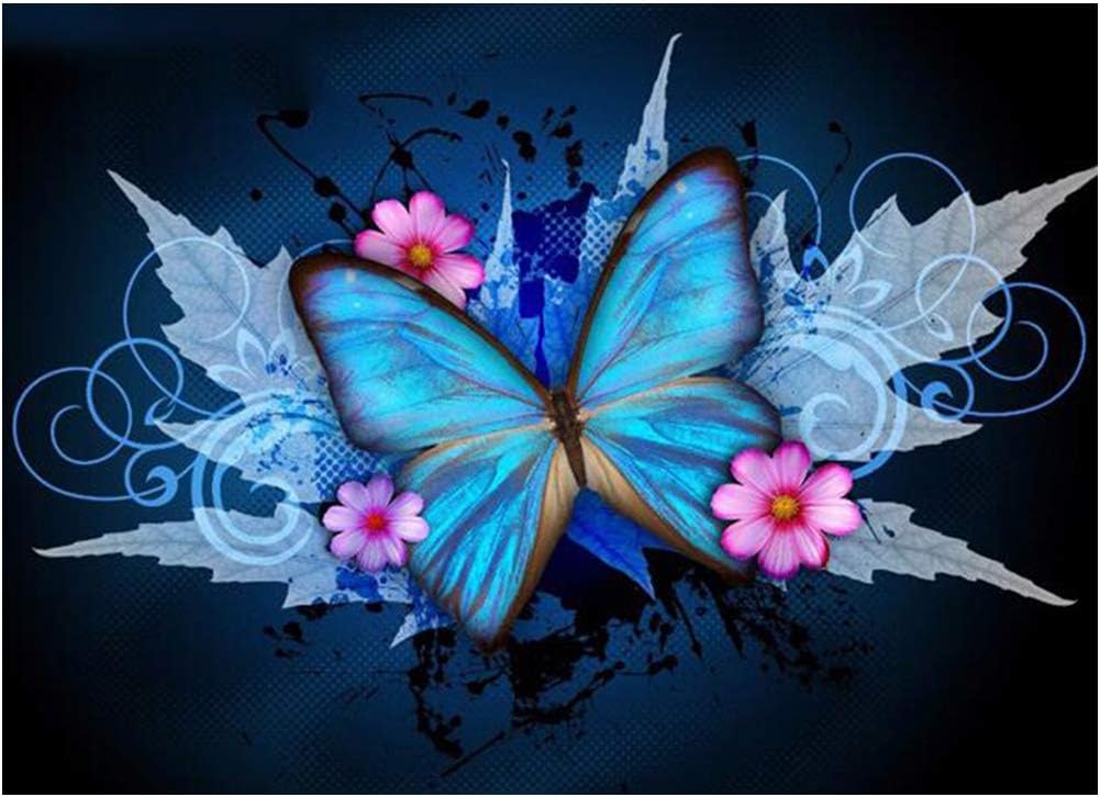 DIY 5D Diamond Painting Kit for Adults, Round Full Drill Resin Beads Diamond Dots Art Craft Set,Butterfly,15.75 x 11.81 inch