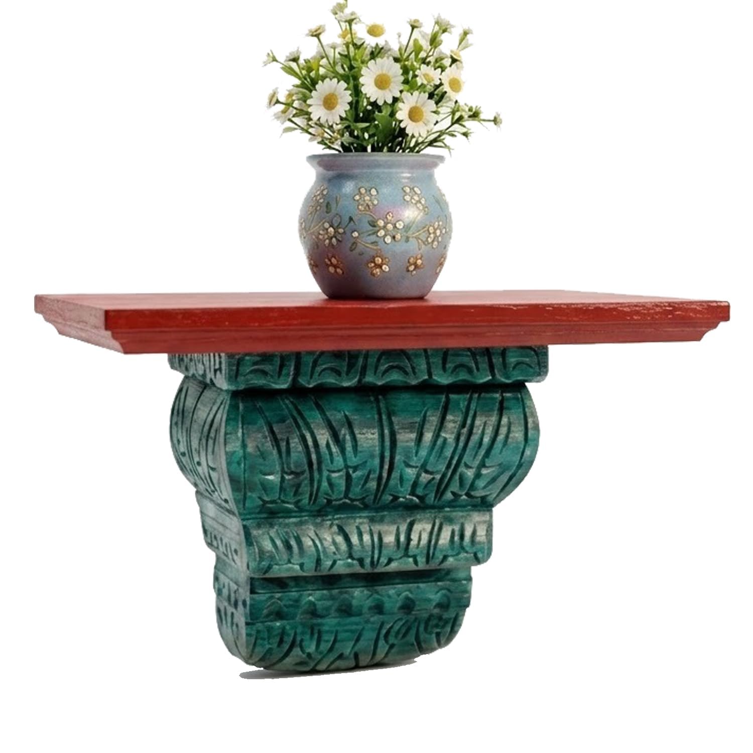 wooden hand craftd 12"x6"x8" floating wall mount hanging corbel bracket shelves living room bed room home decor wall enterway wall balcony office books showpiece flower pot stand