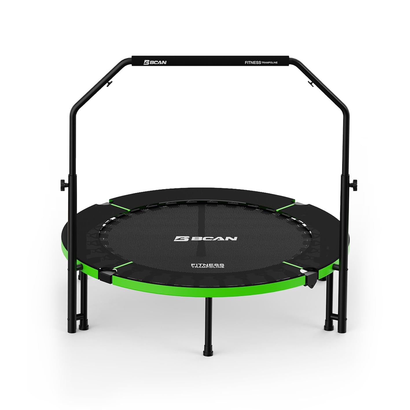 BCANRebounder Trampoline for Adults, 40'' Foldable Mini Trampoline, Adjustable Foam Handle & Upgraded Stability, Exercise Trampoline Indoor Workout, Max Load 330lbs