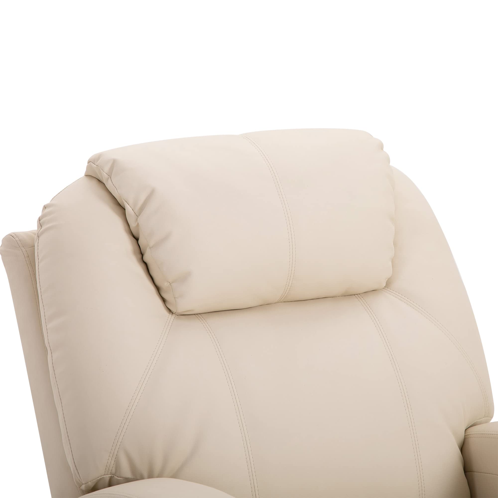 HOMCOM Fauteuil de Massage Inclinable, Chaise de Relaxation avec Dossier et Repose-Pied électrique réglables revêtement synthétique pour Salon, Chambre, Cinéma Maison Crème