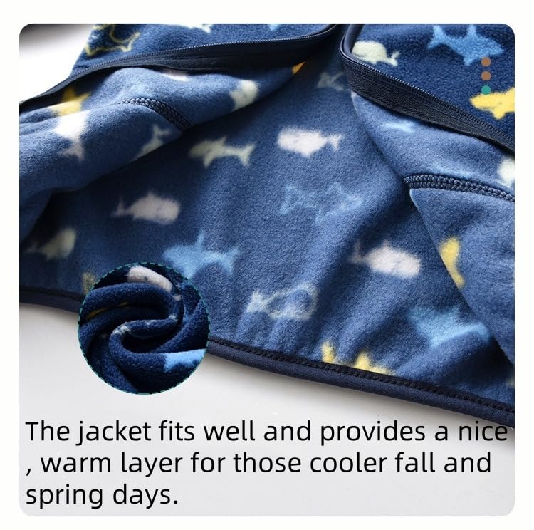 Kids Boys Dinosaur Printed Polar Fleece Jacket Long Sleeve Lightweight Zip Up Outwear Coat Autumn Clothes Outfits4