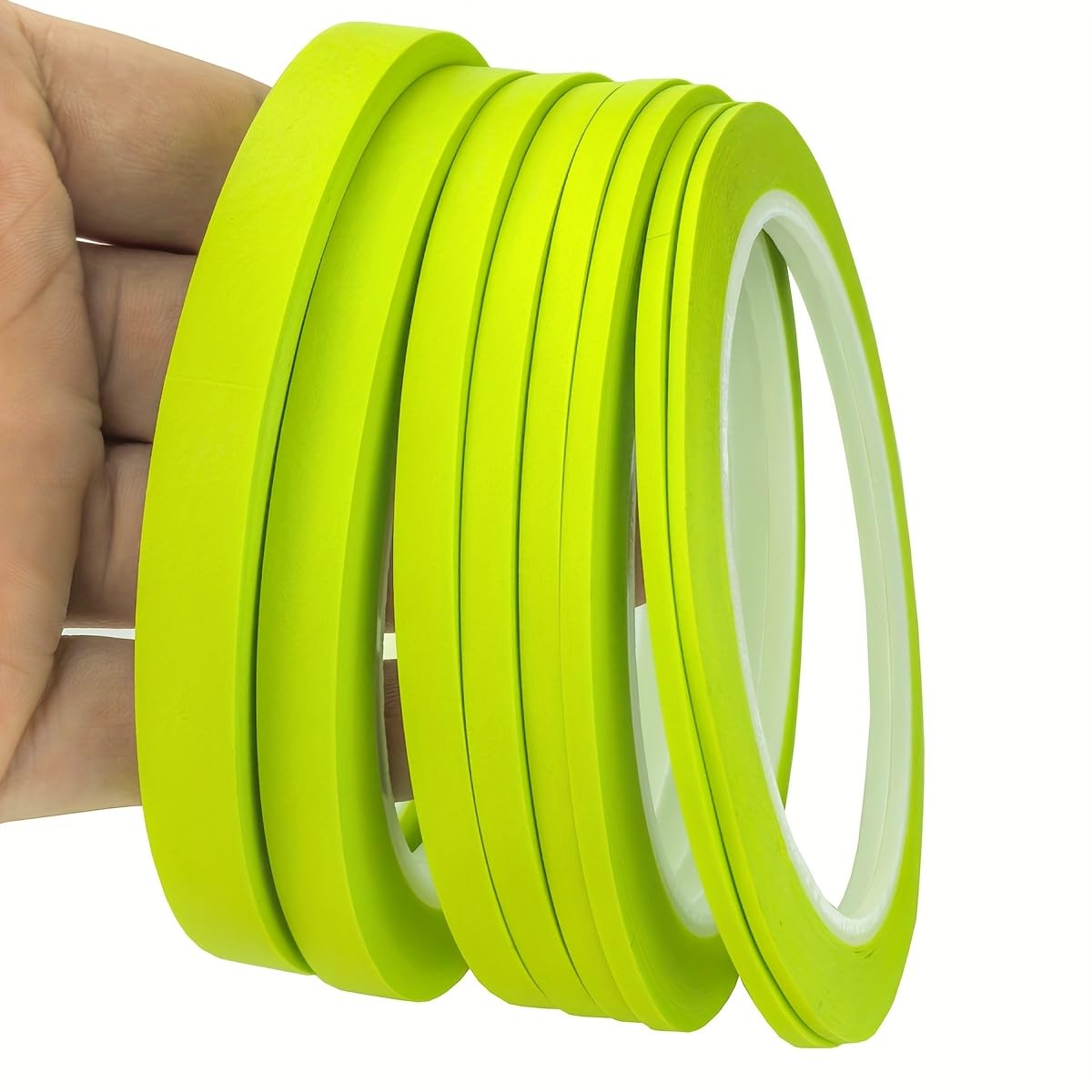 JINBING 8pcs Paper Masking Tape Pinstripe Tape for DIY Nail Arts Drawing Pattern Making Painters Tape 2mm - 10mm x 25m (Green) - Image 3