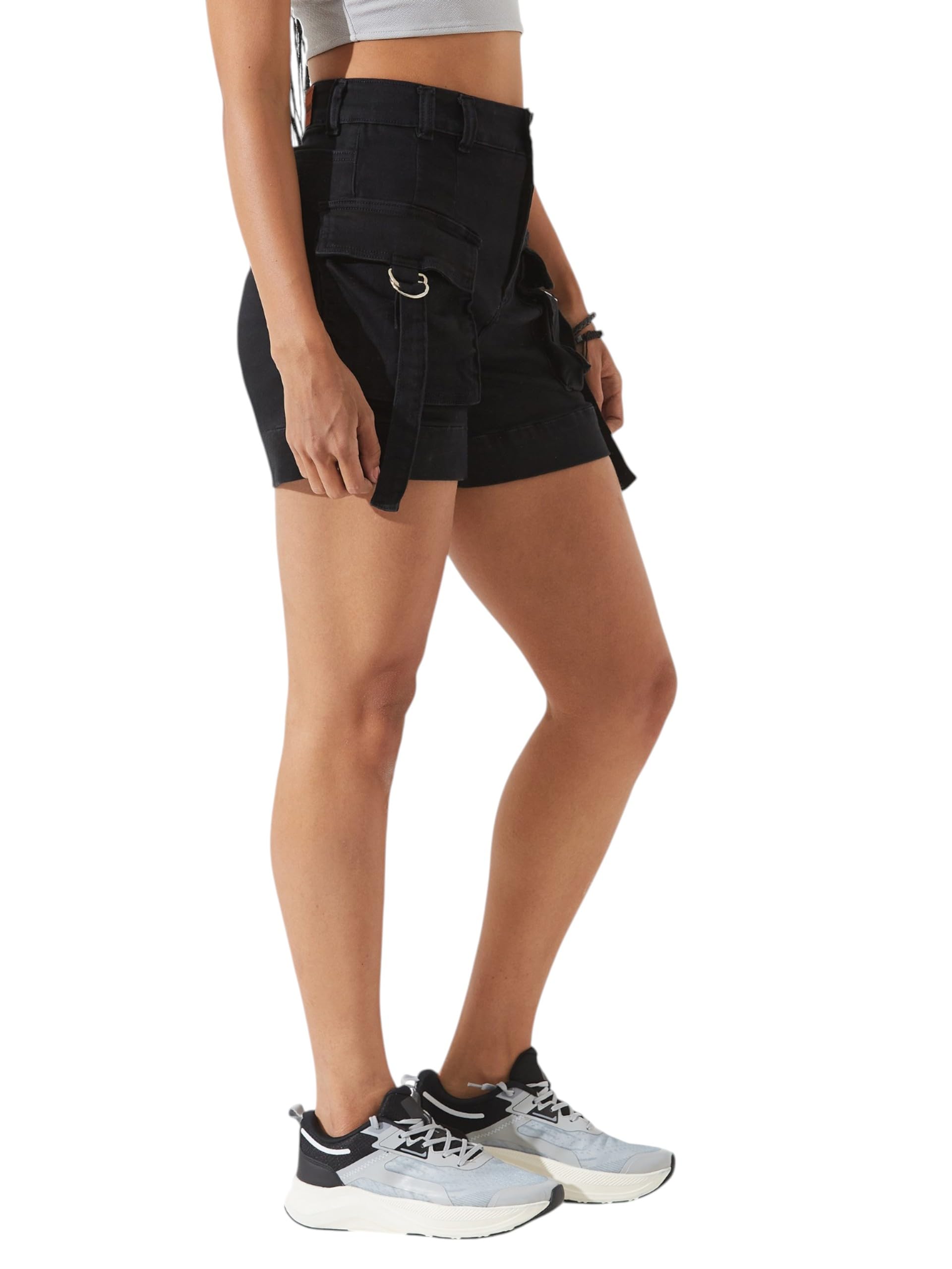 dolce crudo Women's Flared High Rise Regular Stretchable Denim Shorts-picture-43