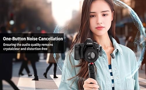 Miniatura 6 de Tokdance Paquete de 2 mini micrófonos de solapa inalámbricos 3 en 1, batería de 18 horas, retardo ultra bajo de 2.4 G, sistema de micrófono de