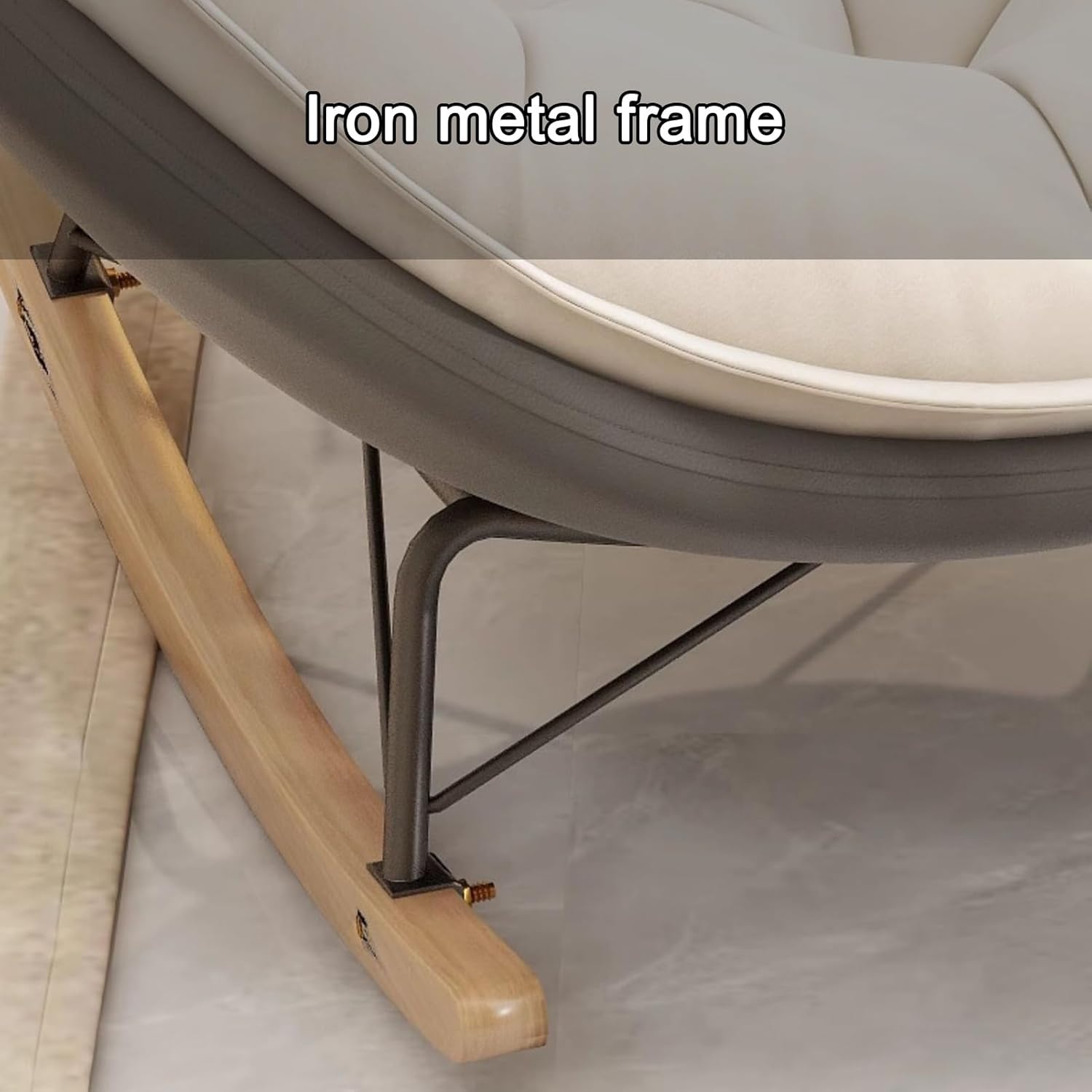 Patio Outdoor Rocking Chair Indoor Rocking Chair Comfy Rocker Chair with Thick Cushion Modern Lounge Chair for Patio Yard Garden Living Room Padded Cushion Rocker Recliner Chair