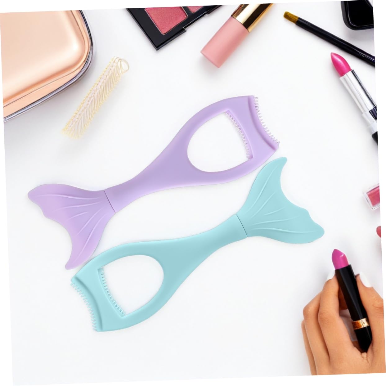 3Pcs Mermaid Mascara Applicator Flexible Eyelash Tool for Eye Makeup Unique Serrated Design for Natural Look for Salon Personal Use Easy to Clean After