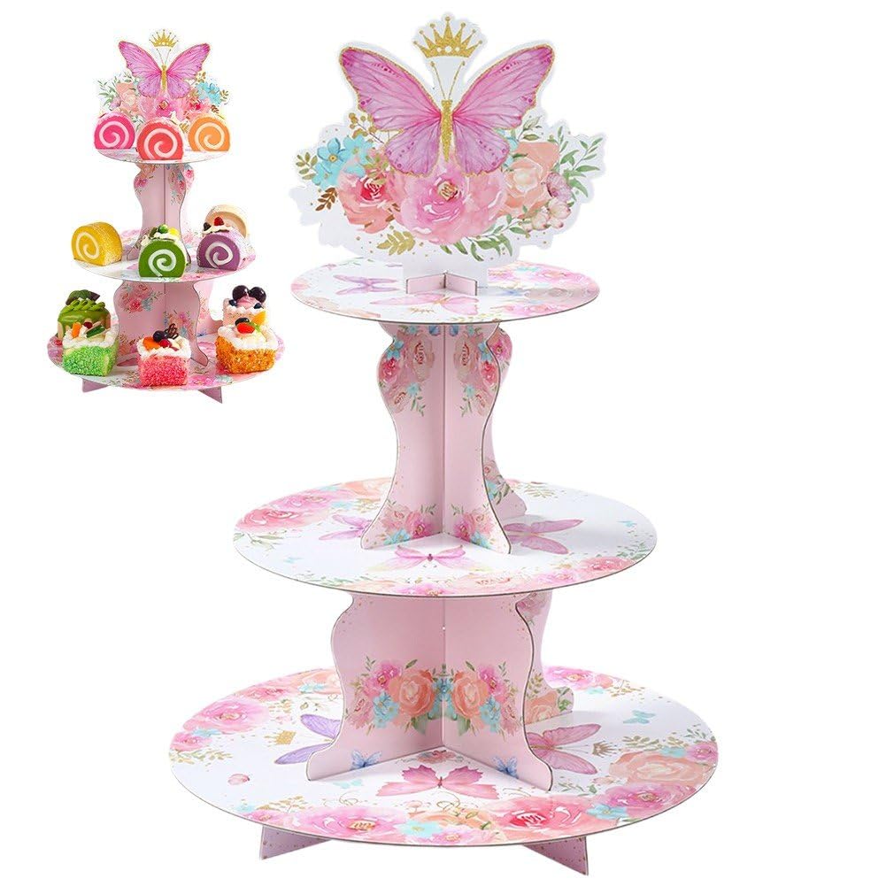 12 Papillon Gâteau En Bois - Stand Cupcake Dessert Butterfly Blanc Pour Mariage Et Fêtes