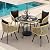 YITAHOME 5-Piece Outdoor Dining Set with Umbralle Hole, Rattan Patio Dining Set for 4 with Cup Holders Soft Cushions and Glass Top Dining Table for Patio, Backyard, Garden, Bacony, Light Brown & Black