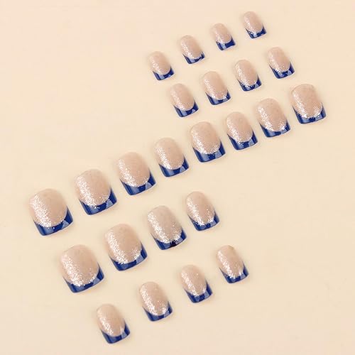 Miniatura 10 de MISUD Uñas postizas cuadradas cortas a presión, uñas postizas cuadradas brillantes con pegamento en uñas cuadradas, uñas acrílicas cromadas, uñas