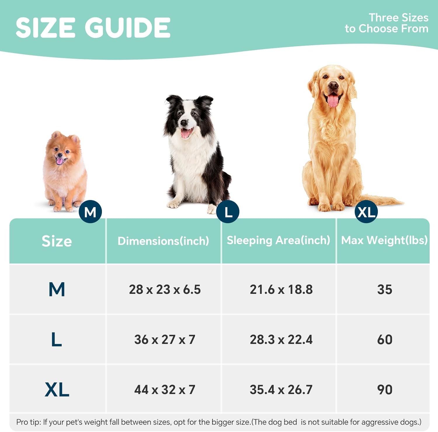 Dog Bed for Large Dogs - Washable Canvas Pet Beds, Breathable & Low-Step Entry Easy for Senior Dog, 36x27x7inches