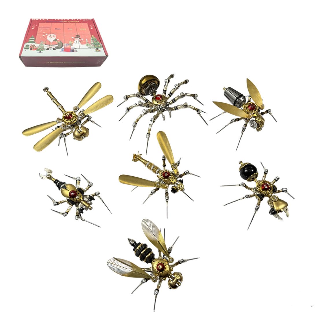 7-in-1 Mechanical Insect 3D Puzzle, Steampunk Metal Model Kit Set with Articulated Movable Joints, Full-Metal Bionic Creature Collection for Adult Modelers and Enthusiasts (900+PCS)