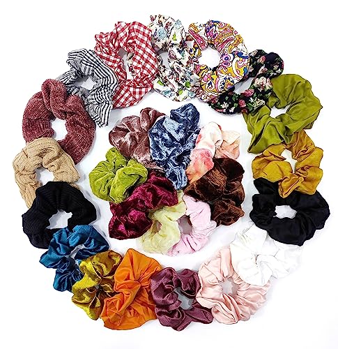 ANNACREATIONS Premium Big Soft Super Elastic Velvet Satin Hair Scrunchies Hair Ties Hair Accessories For Women And Girls 50 count (Pack of 1) - Image 3