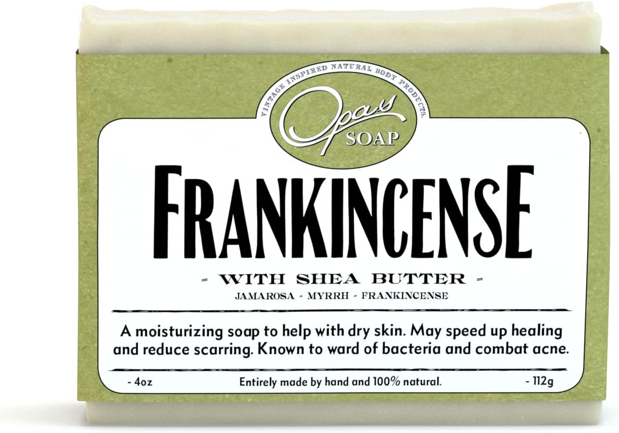 Frankincense Soap, 100% Pure, Wild Harvested, Made with SHEA BUTTER, Moisturizing, Anti-aging, cleansing