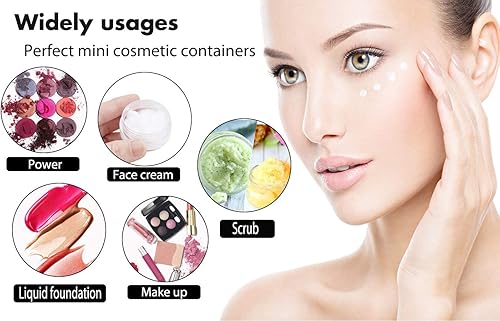 Miniatura 5 de Contenedores de muestra de 0.45 onzas con tapas, 100 piezas de mini recipientes para cosméticos, tarros de muestra rosa sin BPA para maquillaje