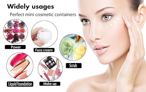 Miniatura 5 de Contenedores de muestra de 0.45 onzas con tapas, 100 piezas de mini recipientes para cosméticos, tarros de muestra rosa sin BPA para maquillaje