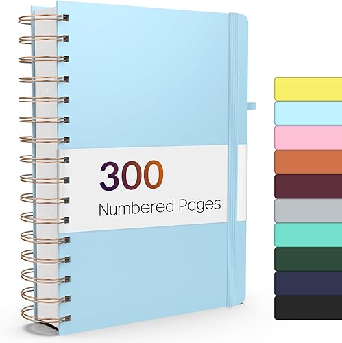 Vista 78 de Forvencer Cuaderno rayado en espiral con 300 páginas numeradas, diarios gruesos A5 para escribir con papel de 3.53 oz/m², cuadernos de tapa dura