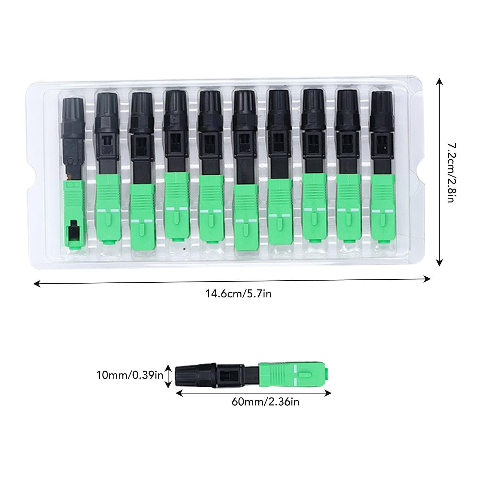 SEAFRONT Adaptateur Fibre Optique SC UPC ABS - 100pcs Réutilisable Connecteur Rapide