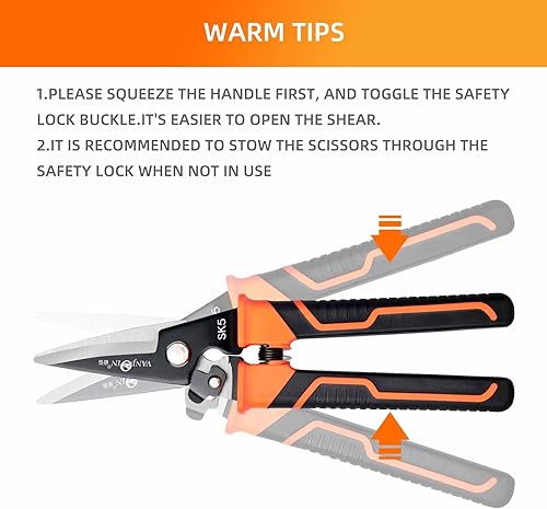 Miniatura 5 de Tijeras de alta resistencia, tijeras de corte de alfombras multiusos de 9 pulgadas con finamente dentadas, tijeras de acero con resorte para el