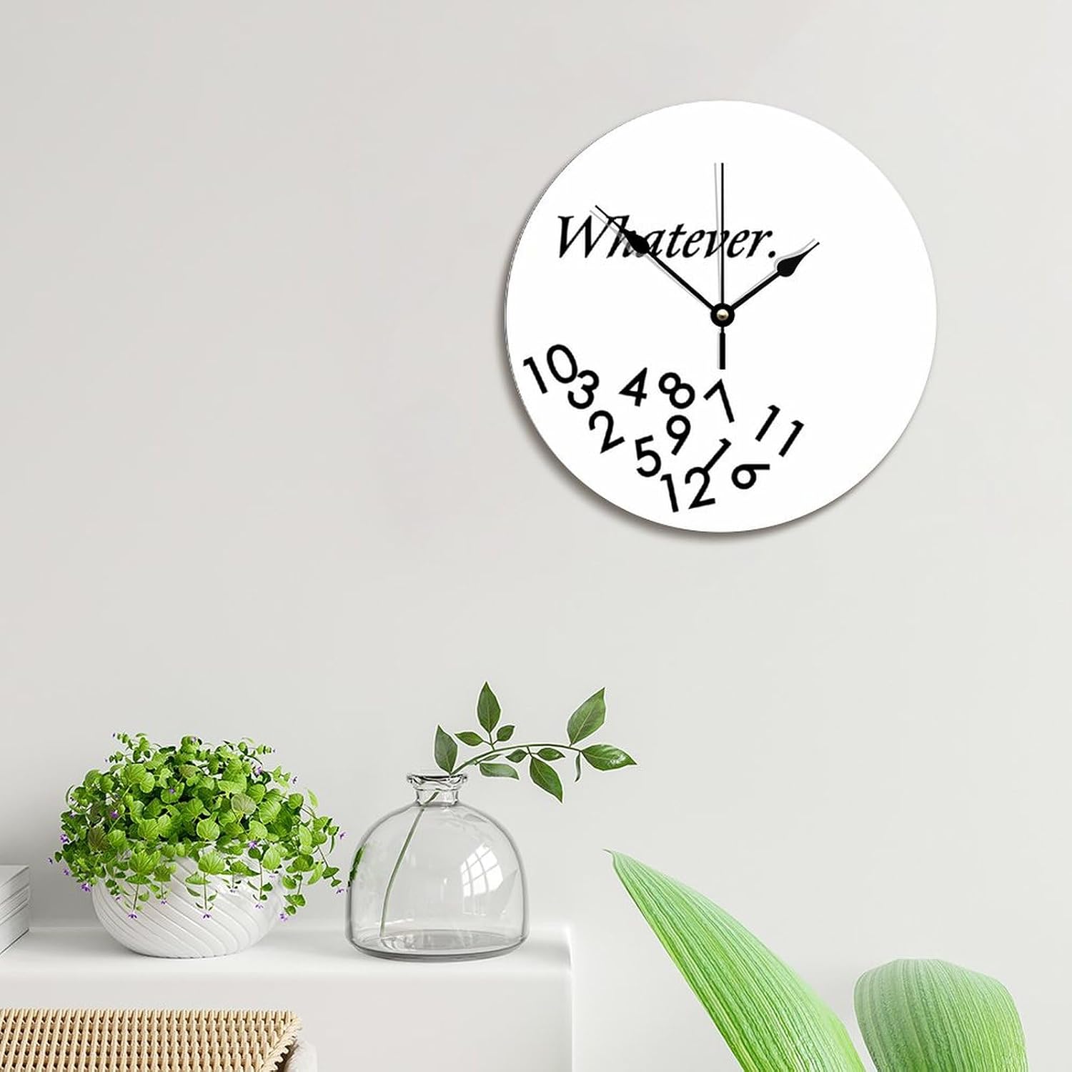 Whatever White Clock Retirement Vacation Wooden Wall Clocks Battery Operated 12 Inch Silent Boho Retired Living Room Decor Gift for Man Woman Friend Anniversary