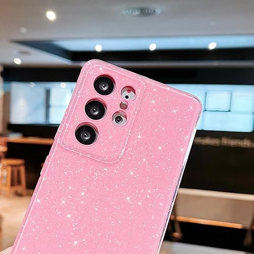 Miniatura 4 de MINSCOSE Funda compatible con Samsung Galaxy S21 Ultra, bonito color neón brillante, con purpurina, delgada, delgada, a prueba de golpes, funda de