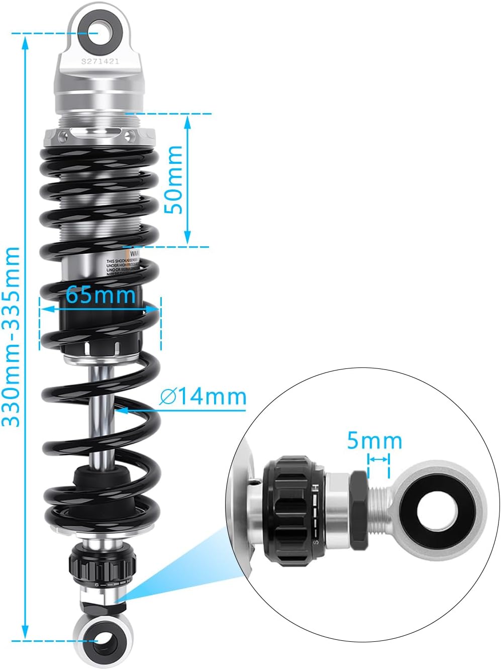 Remote Reservoir Shocks for Harley Touring 2014-2025, 26/43 Adjustable Damping Rear Shock Absorbers Compatible with Road Glide Street Glide Road King CVO Electra Glide(Gold Reservoir)
