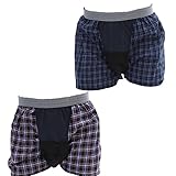 [バンタン] 2色セット 尿モレ 吸水シート付き トランクス チェック 男性用 尿ケア ちょいモレ 布帛トランクス 吸水パンツ 2枚組み メンズ 失禁(L 2色セット)