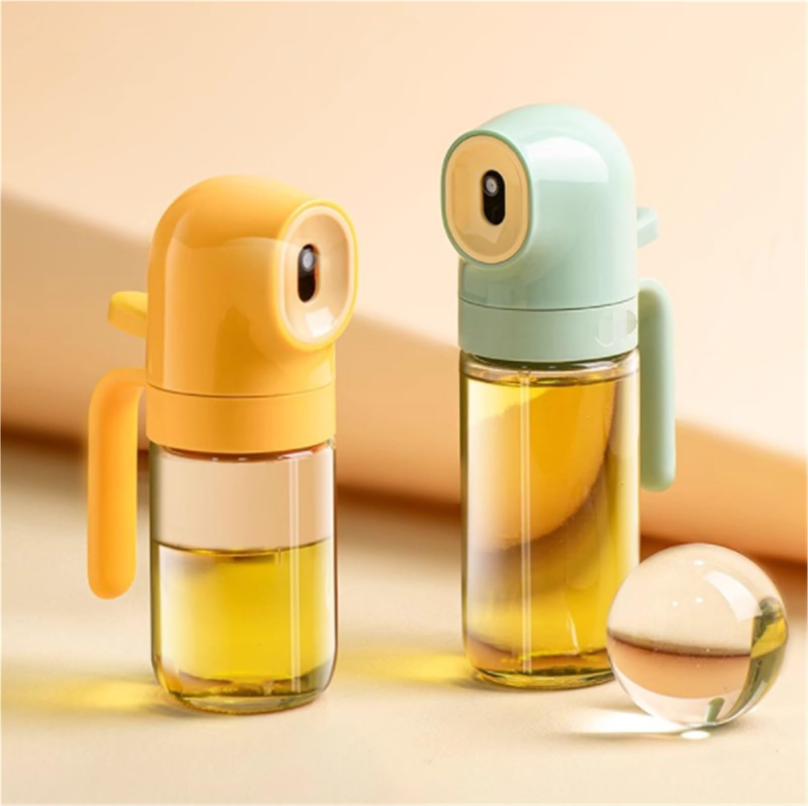 Dispenser Olio d'Oliva e Aceto Spruzzatore For Olio Da Cucina Senza Olio Portatile Adatto For Friggitrice Ad Aria For Friggere L'insalata Oliera da Tavola(Yellow)