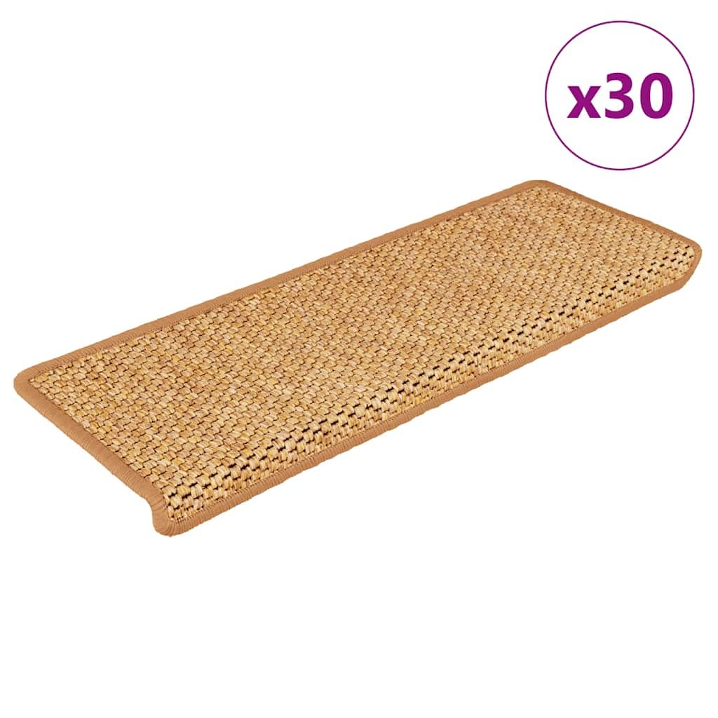 Samoprzylepny dywanik schodowy sizalowy 30 sztuk 65 x 21 x 4 cm ślizgowy