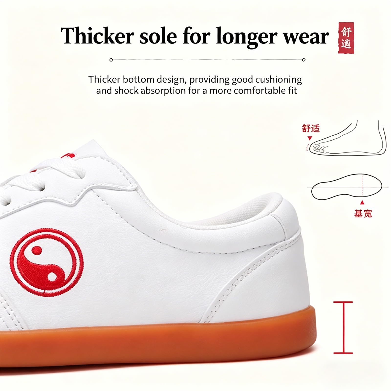 Chaussures de Tai Chi,Chaussures de Boxe Arts Martiaux pour Homme Femme,Pantoufles de Style Chinois Kung Fu Semelle en Caoutchouc,Pantoufles de Sport Déc(Size:36/230mm,Color:Cuir blanc toutes saisons)