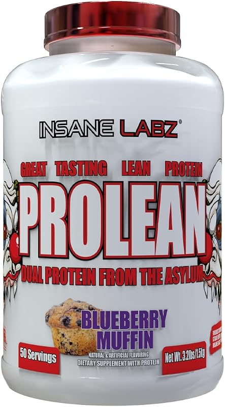 Insane Labz ProLean | Premium Hydrolyzed Collagen Protein & Whey Isolate Protein Powder | 26g Protein | Low Fat, Zero Sugar | 50 Servings Blueberry Muffin